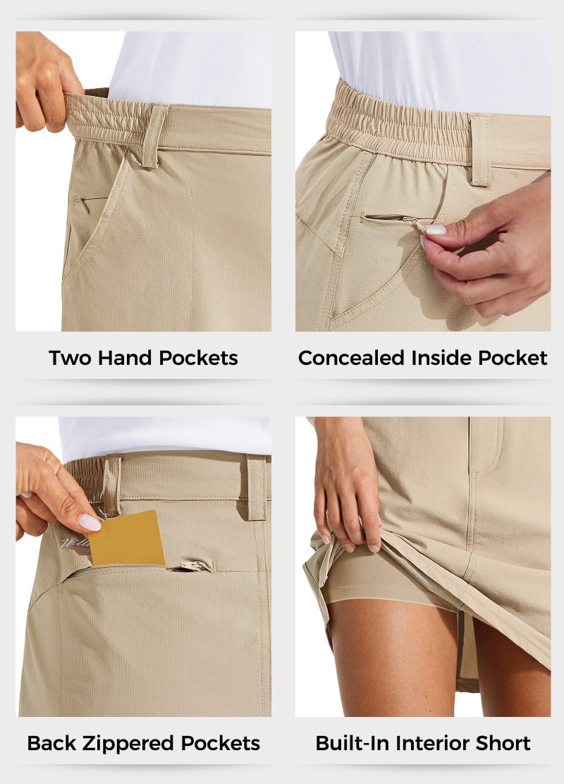 Willit Women's Skorts Golf Casual Skort Skirts UPF 50+ Quick Dry Zip Pockets Outdoor Hiking Khaki S - Image 5